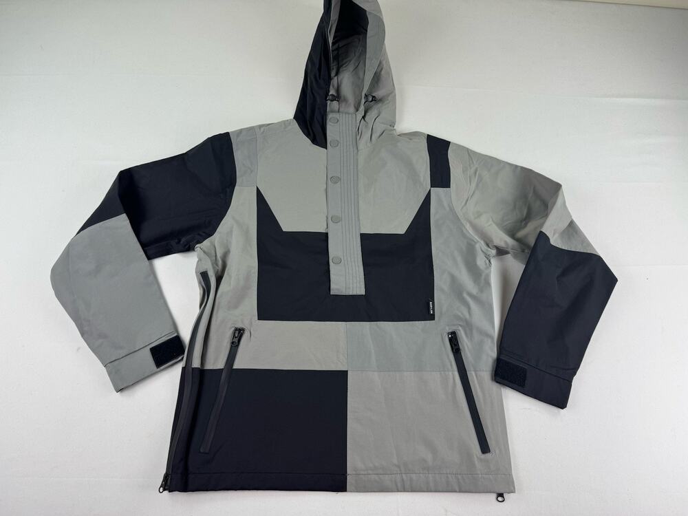 NWT Babylon Small Gray Black Colorblock Hooded Shell Jacket